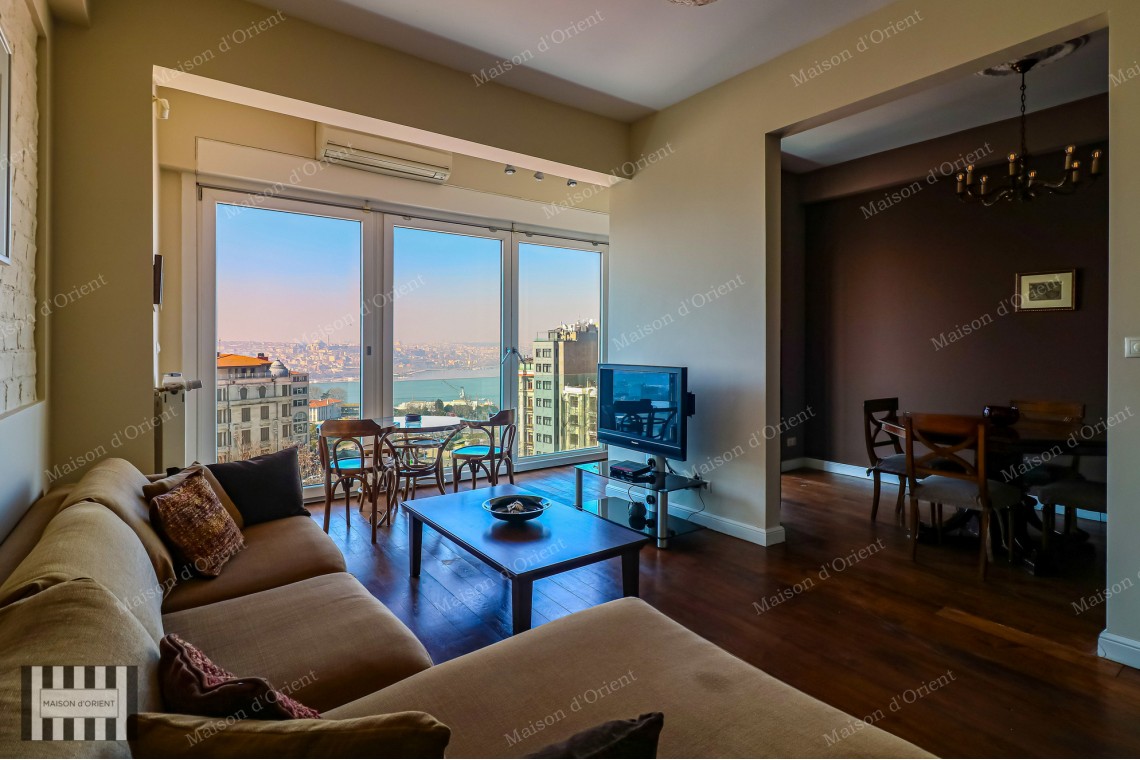 2+1 Furnished Apartment for Rent with Golden Horn View in Pera