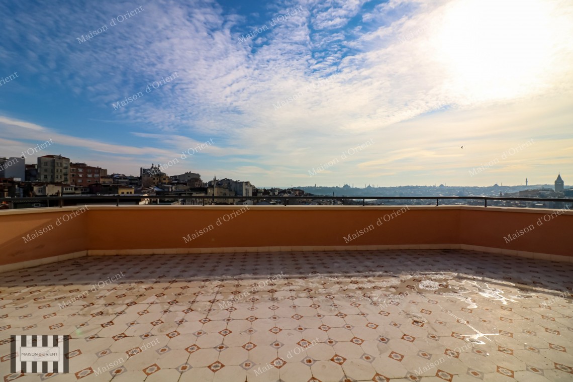 1+1 Apartment for Rent with Terace and View in Galatasaray