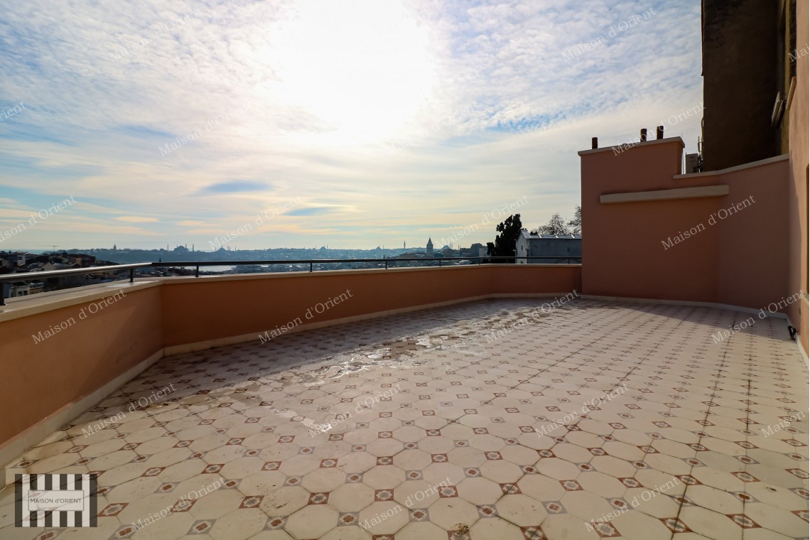 1+1 Apartment for Rent with Terace and View in Galatasaray