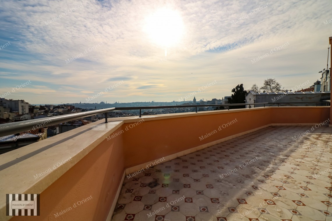 1+1 Apartment for Rent with Terace and View in Galatasaray