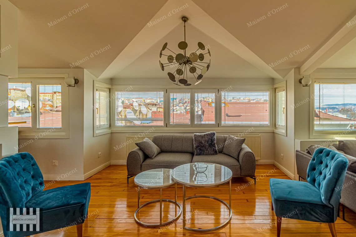 1+1 Furnished Flat for Rent with View in Historical Building, Galata