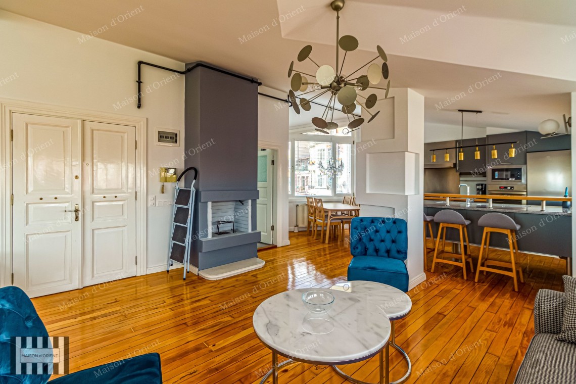 1+1 Furnished Flat for Rent with View in Historical Building, Galata