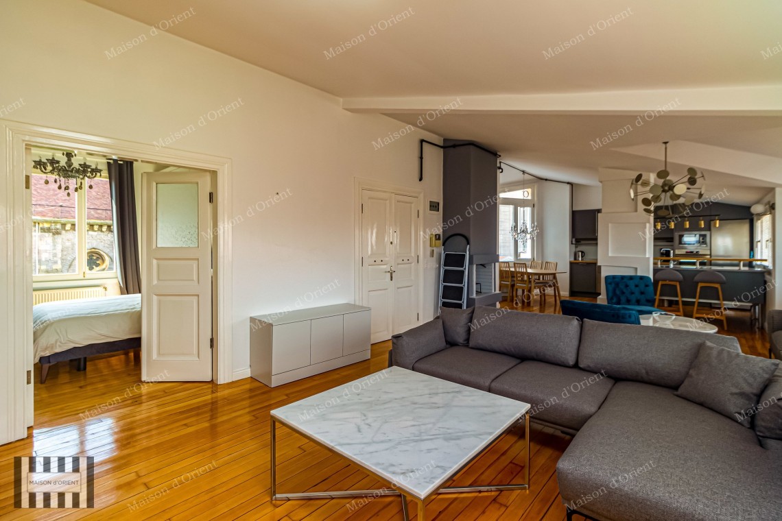 1+1 Furnished Flat for Rent with View in Historical Building, Galata