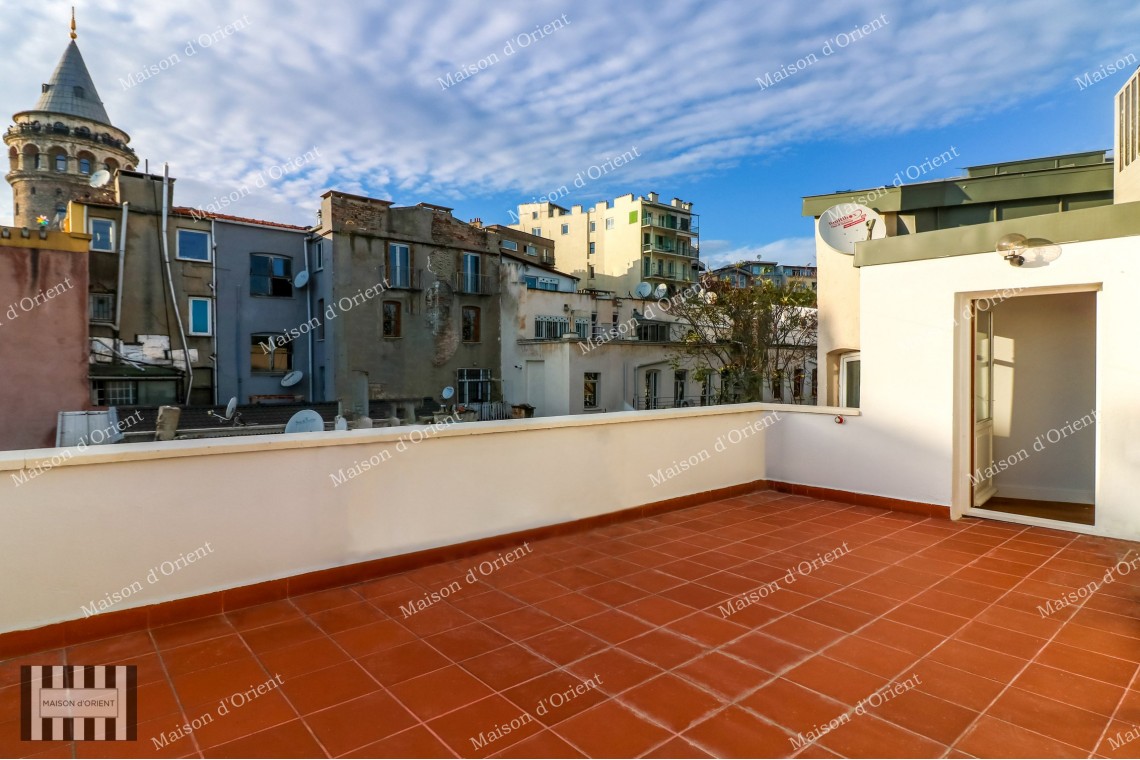1+1 Flat for Rent with Terrace and View in Galata