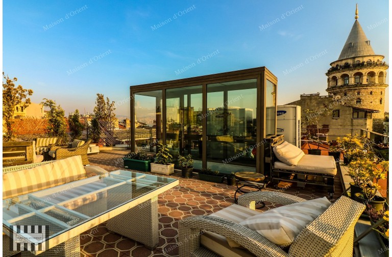 1+1 Flat with View and Terrace for Rent in Galata