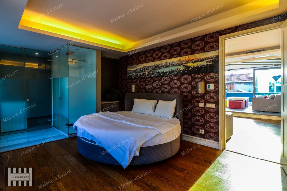 1+1 Flat with View and Terrace for Rent in Galata