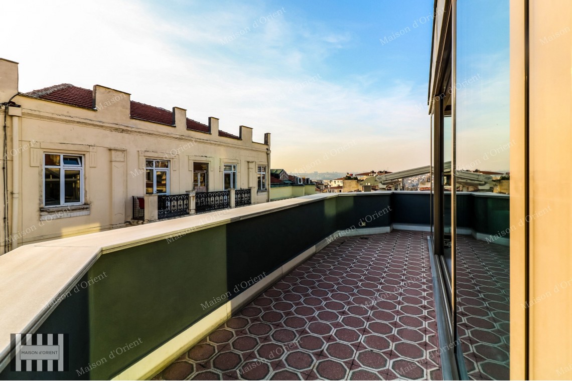1+1 Flat with View and Terrace for Rent in Galata