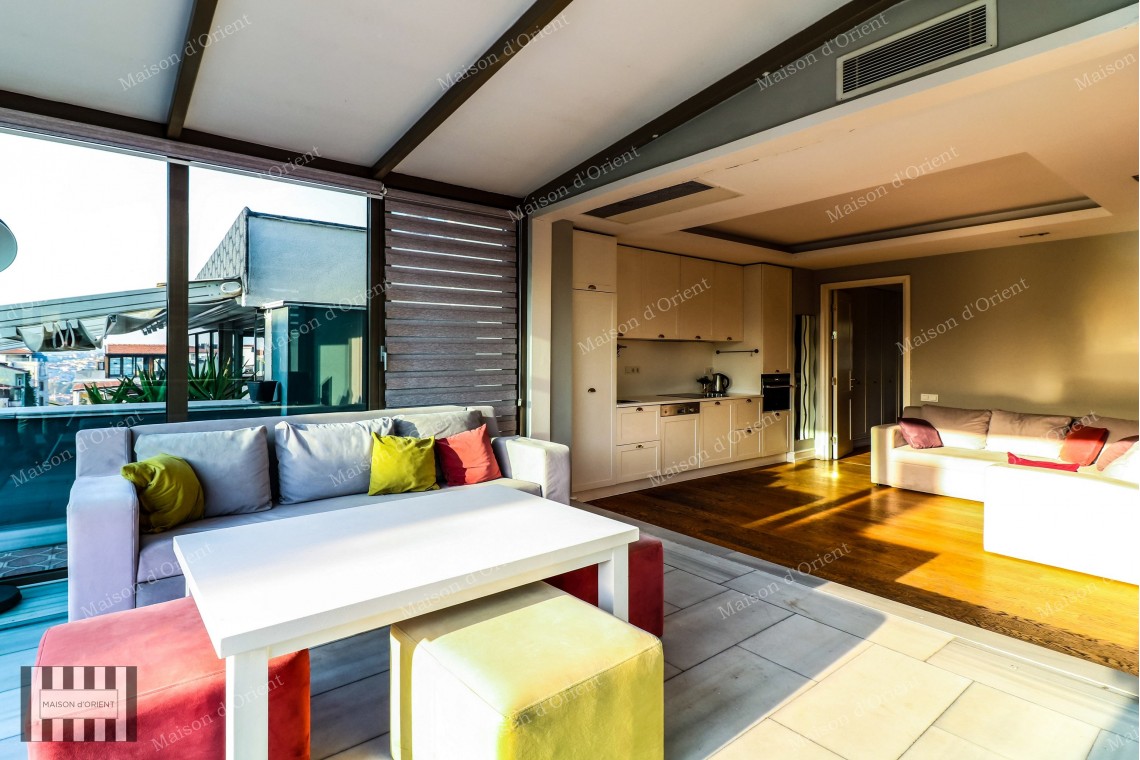 1+1 Flat with View and Terrace for Rent in Galata