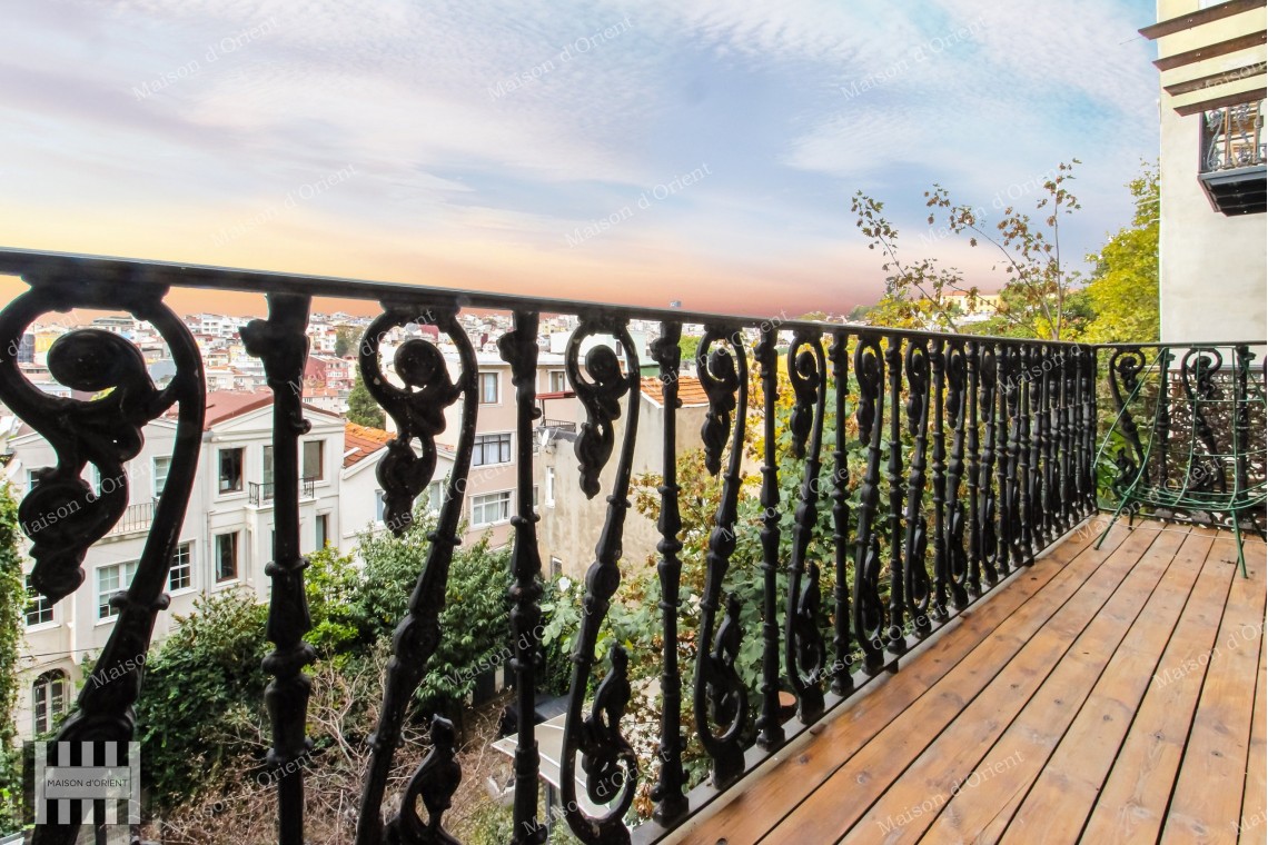 1+1 Flat with City and Sea View for Rent in Galata