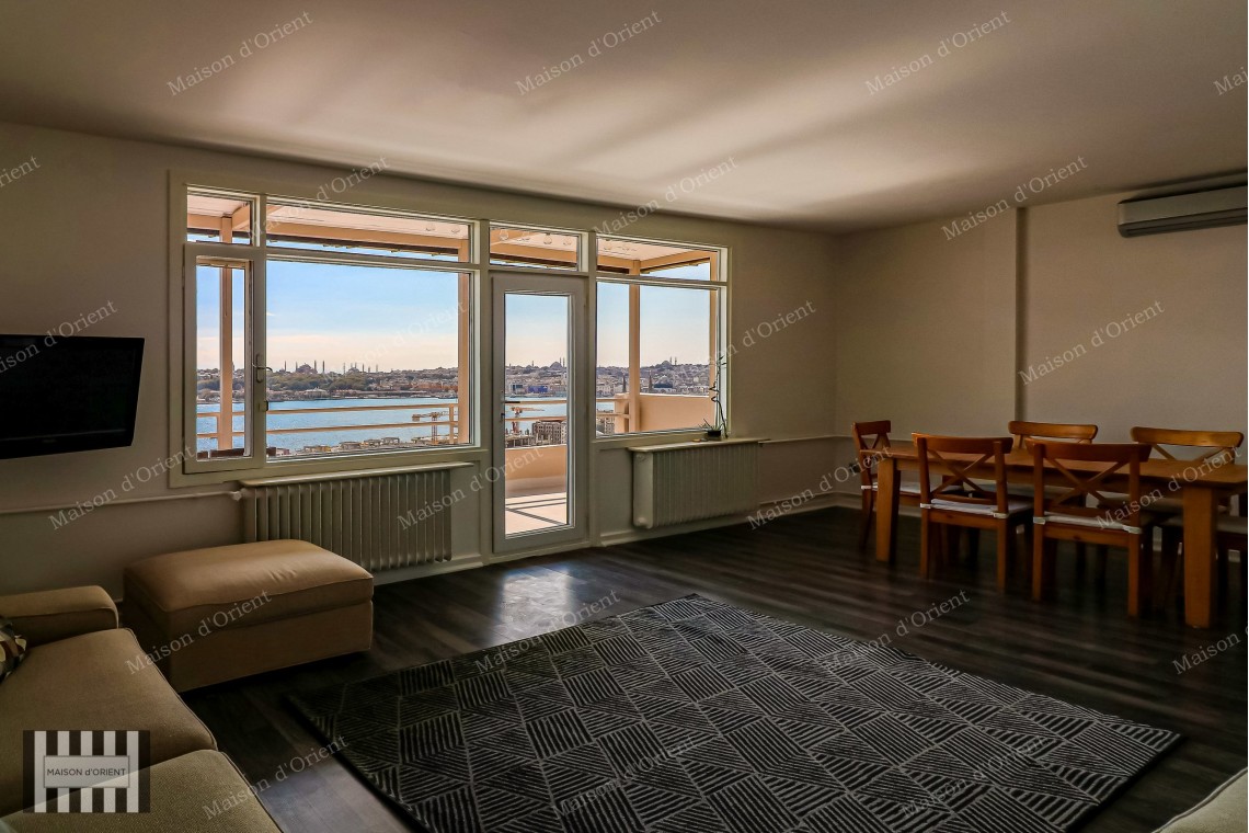 2+1 Flat for Rent with Terrace and Bosphorus View in Cihangir