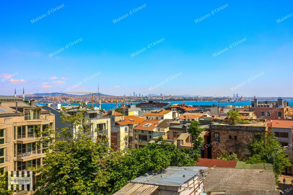 2+1 Flat for Sale with Bosphorus View in New Building, Galata