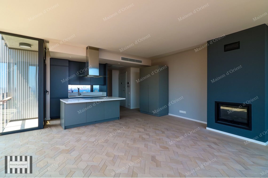 2+1 Flat for Sale with Bosphorus View in New Building, Galata