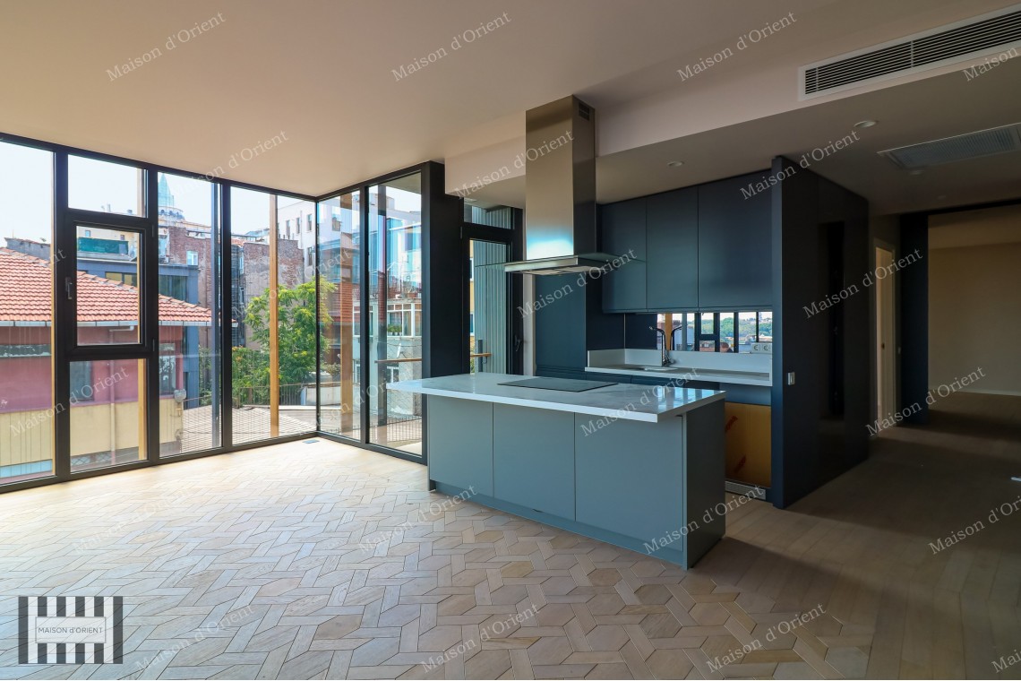 2+1 Flat for Sale with Bosphorus View in New Building, Galata