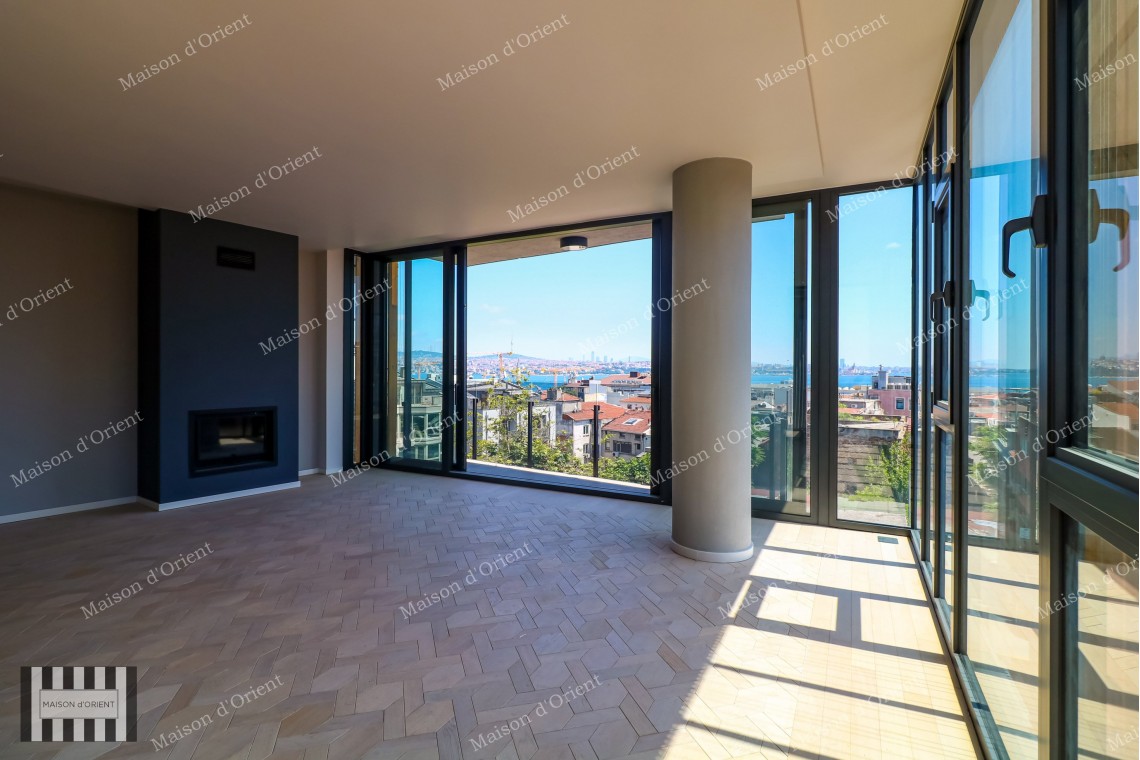2+1 Flat for Sale with Bosphorus View in New Building, Galata