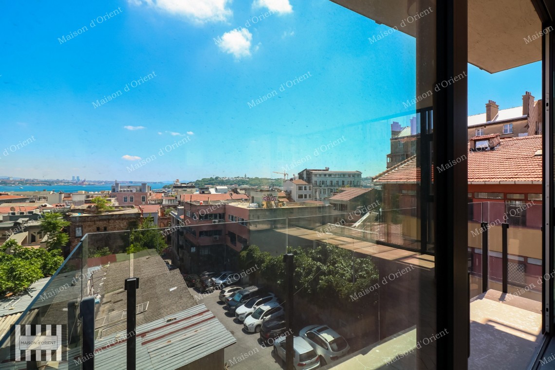2+1 Flat for Sale with Bosphorus View in New Building, Galata