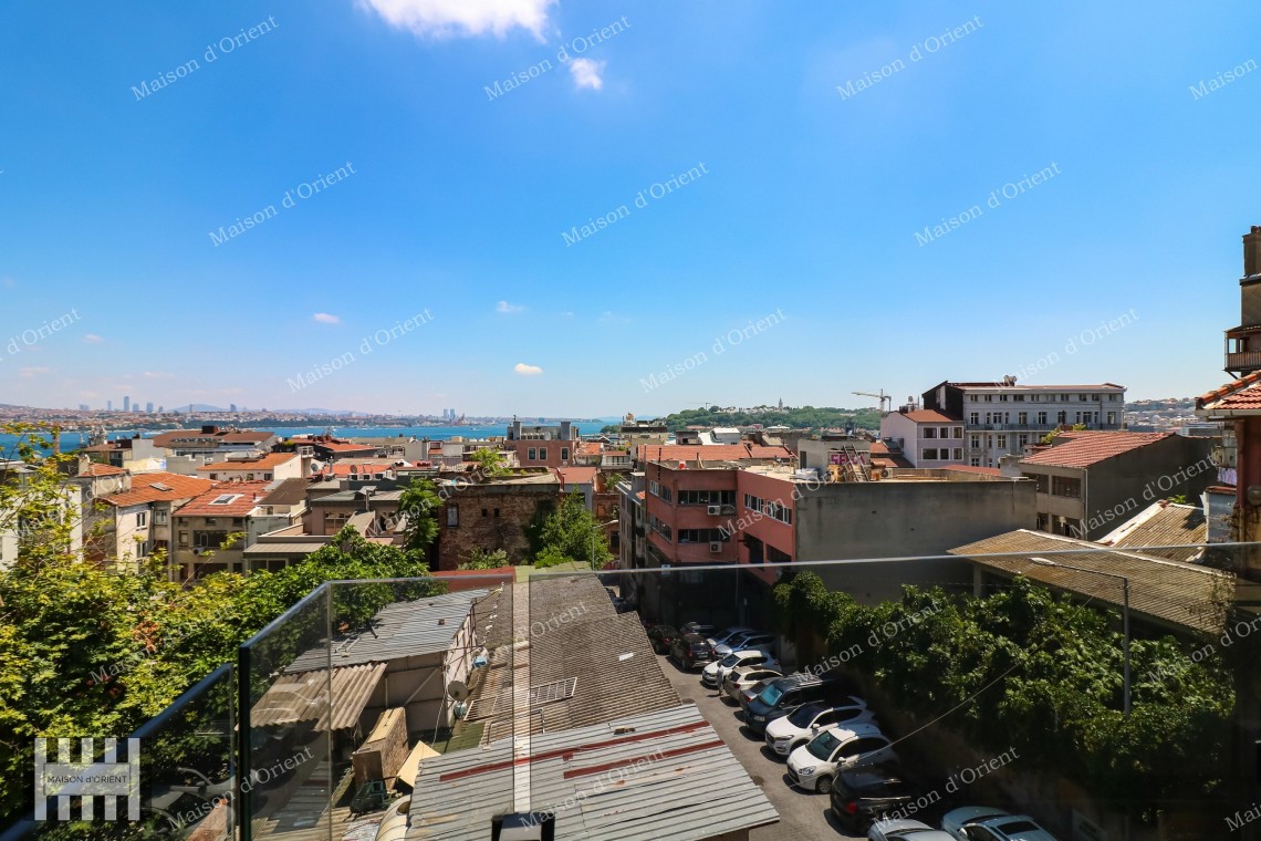 2+1 Flat for Sale with Bosphorus View in New Building, Galata