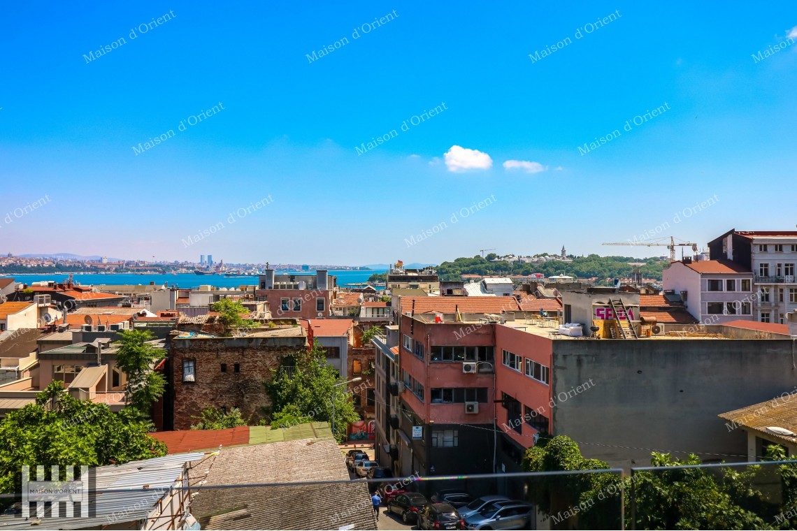 2+1 Flat for Sale with Bosphorus View in New Building, Galata