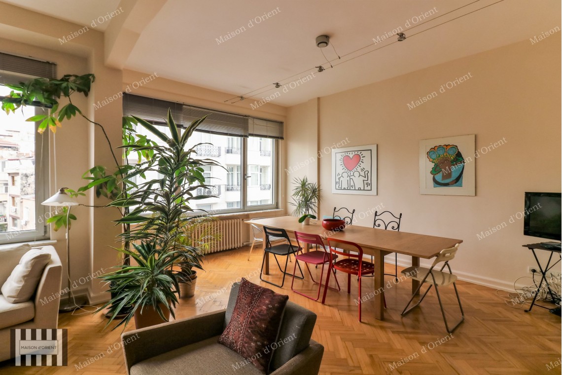 3+1 Furnished Flat with Sea View for Rent in Cihangir