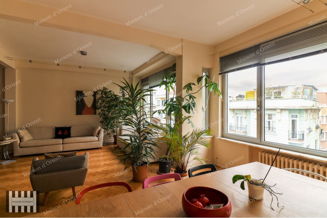 3+1 Furnished Flat with Sea View for Rent in Cihangir