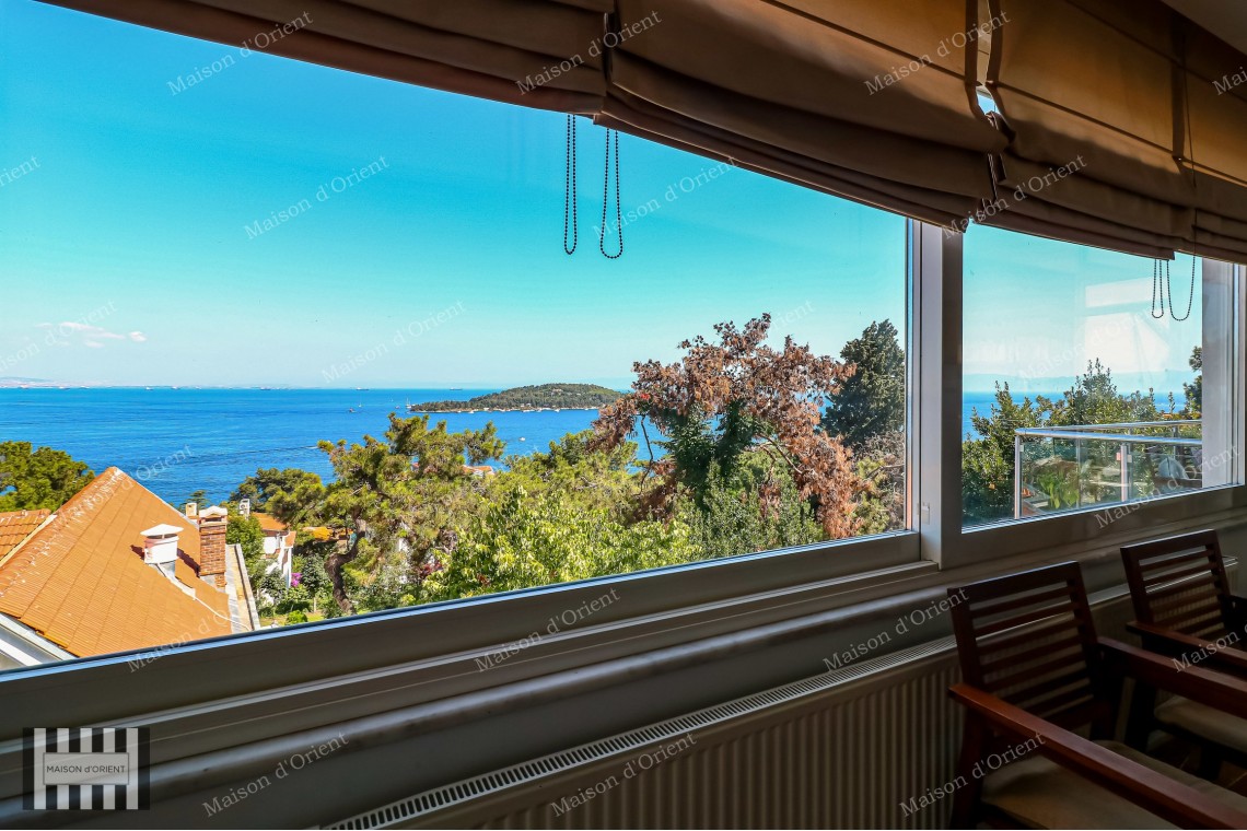 5+1 Duplex Flat for Sale with Terrace and Sea View in Büyükada