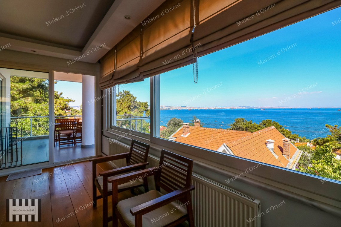 5+1 Duplex Flat for Sale with Terrace and Sea View in Büyükada