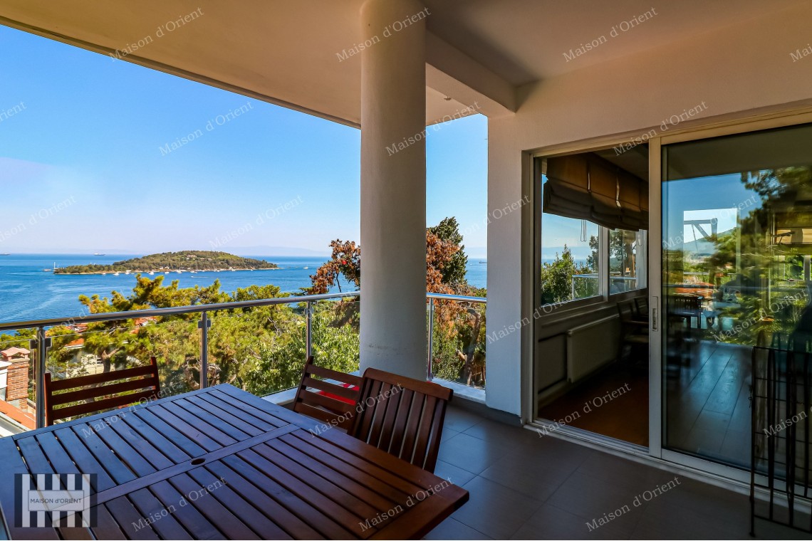 5+1 Duplex Flat for Sale with Terrace and Sea View in Büyükada