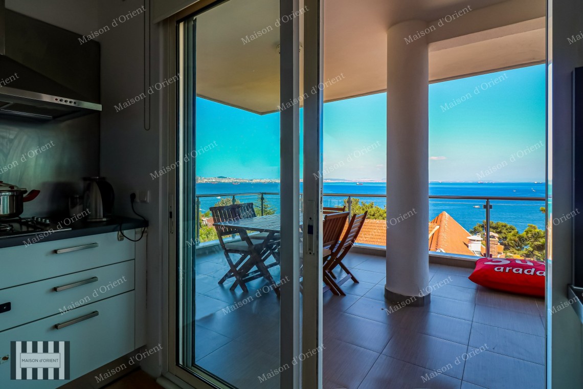 5+1 Duplex Flat for Sale with Terrace and Sea View in Büyükada
