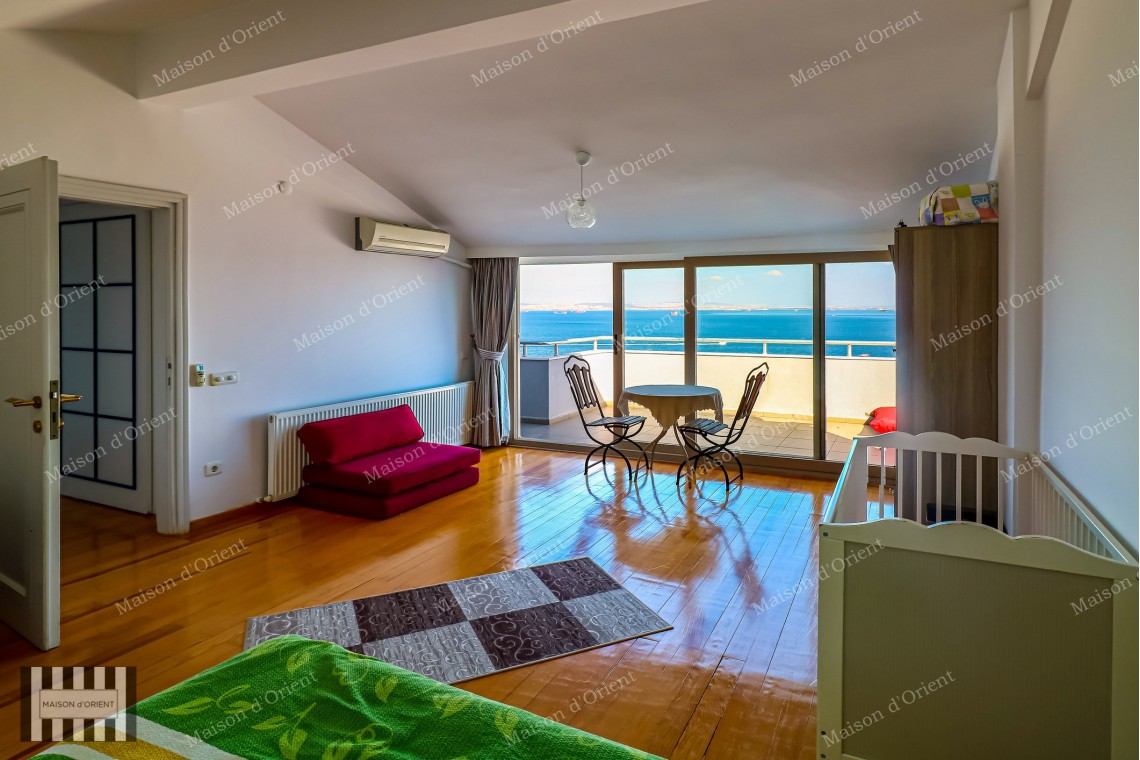 5+1 Duplex Flat for Sale with Terrace and Sea View in Büyükada