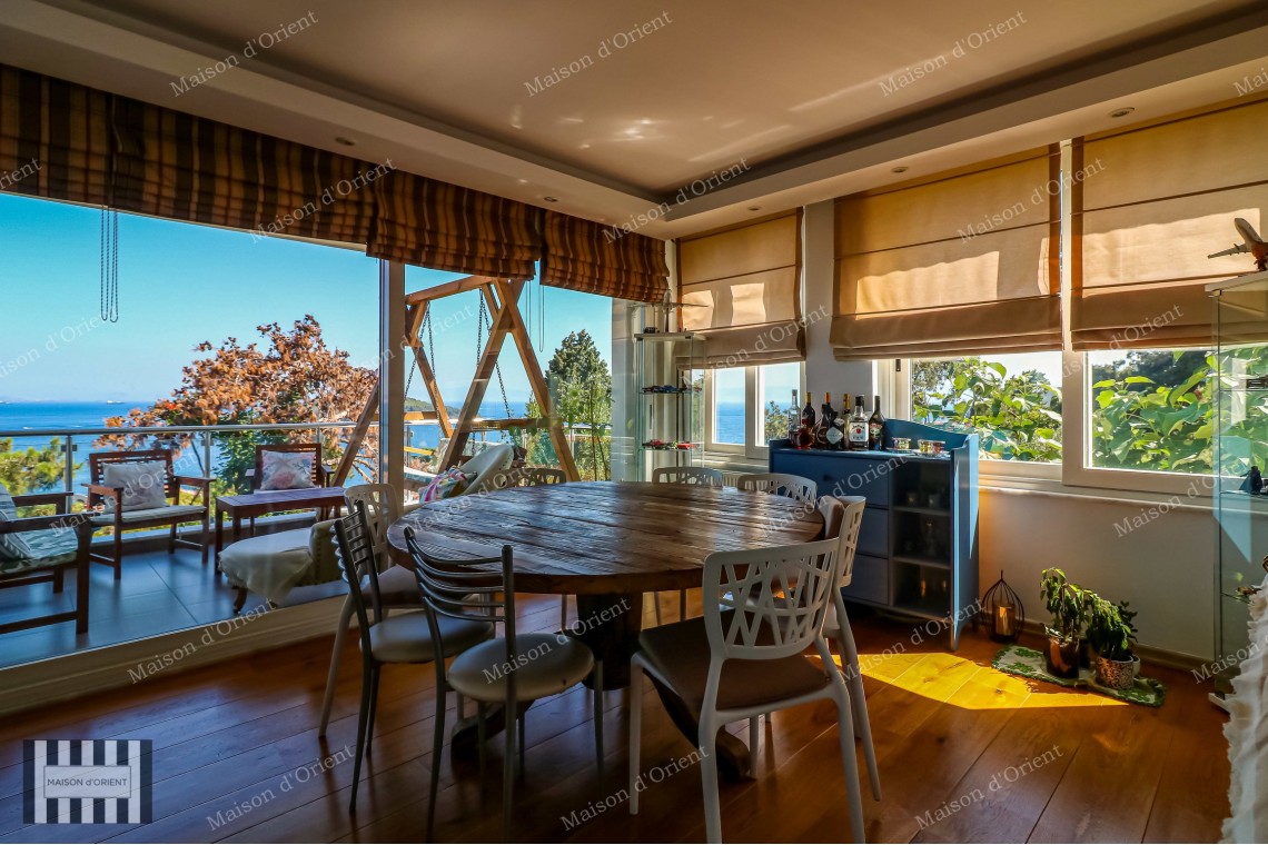5+1 Duplex Flat for Sale with Terrace and Sea View in Büyükada