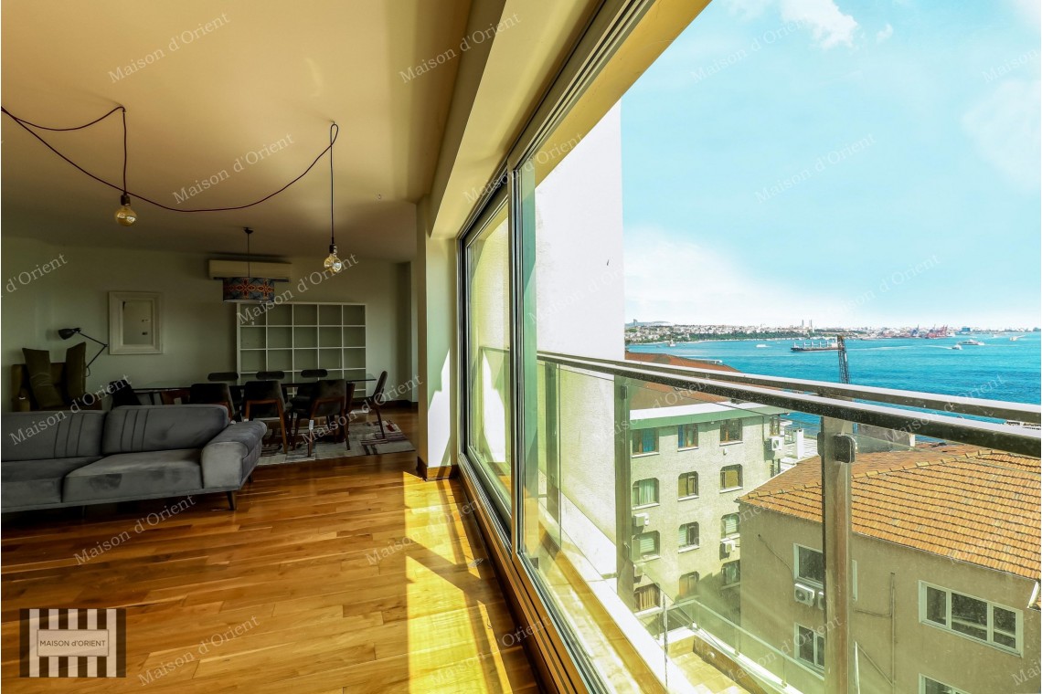 3+1 Flat with Bosphorus View for Rent in Cihangir