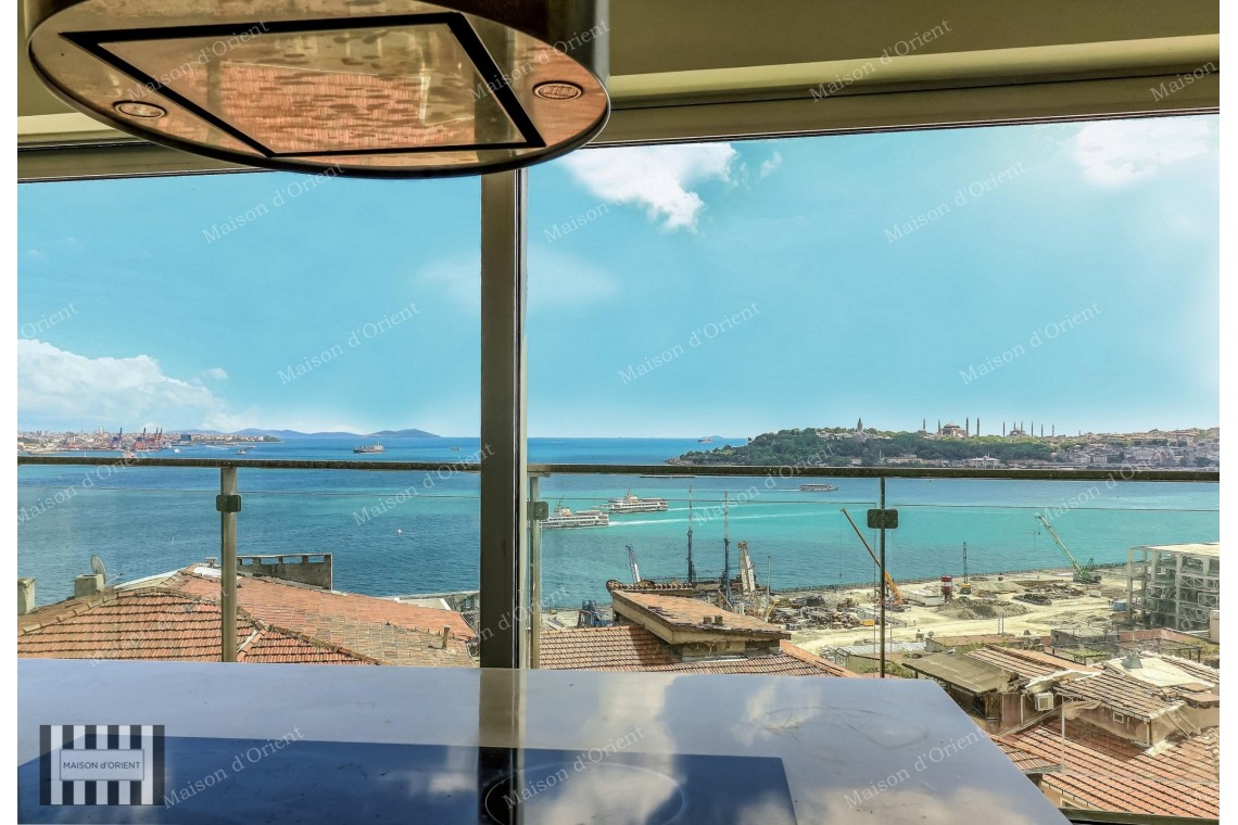 3+1 Flat with Bosphorus View for Rent in Cihangir