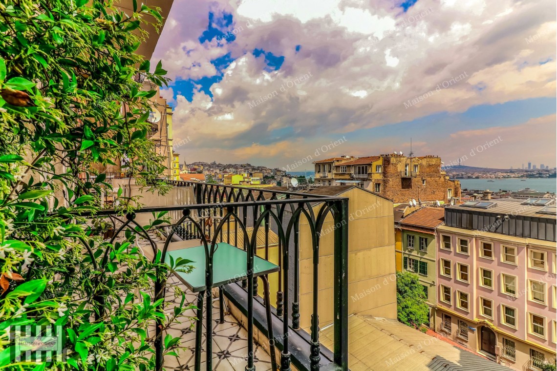 2+1 Duplex with Bosphorus View for Rent in Galata