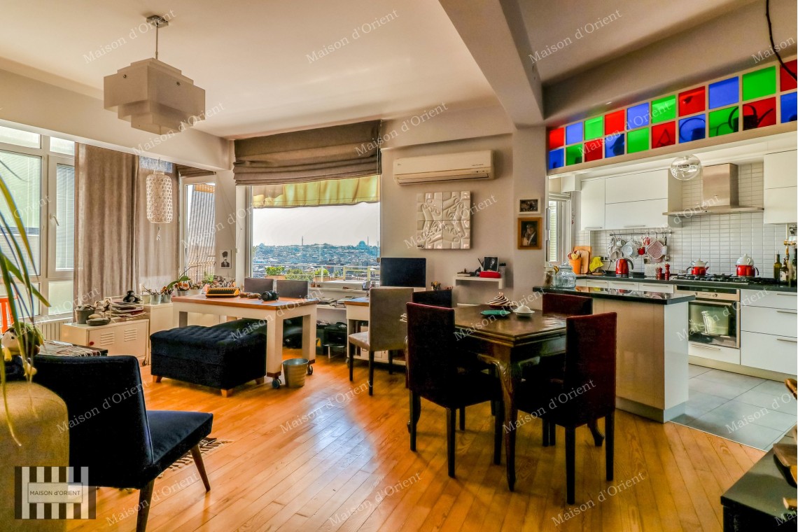 Renovated 135sqm Flat with View for Sale in Cihangir