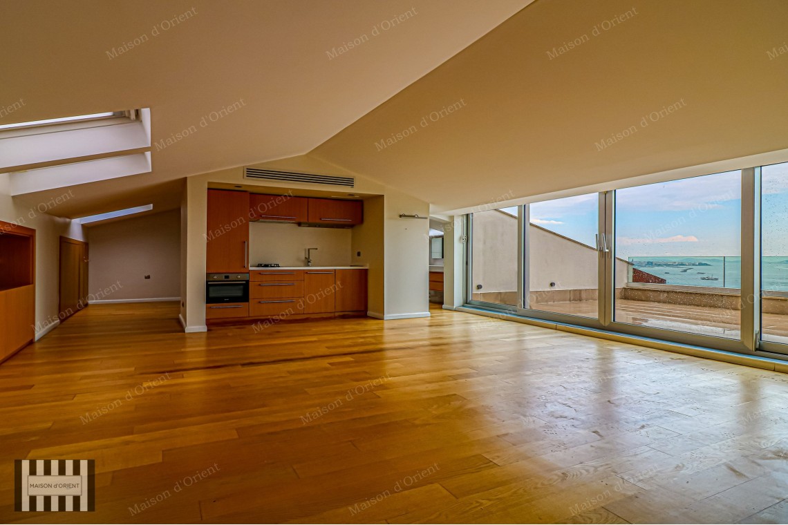 1+1 Apartment with Bosphorus View and Terrace for Rent in Cihangir
