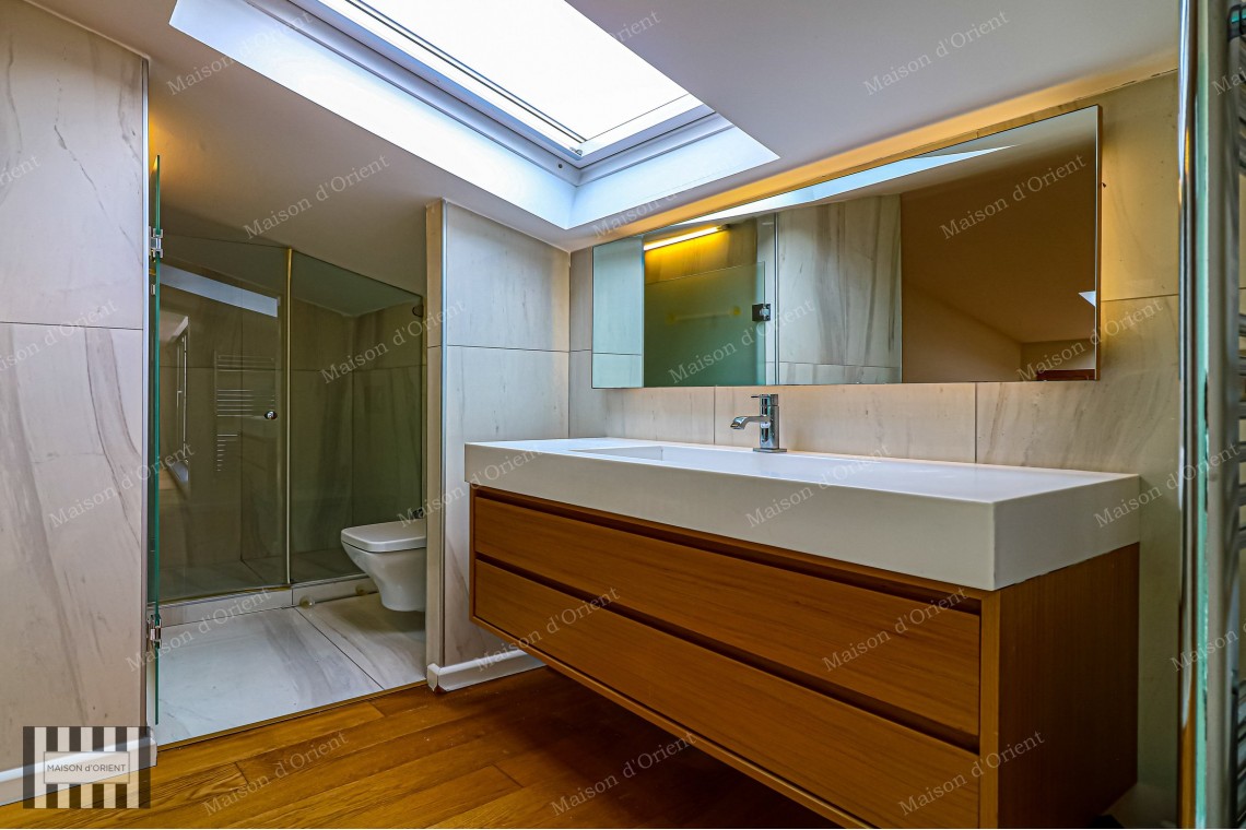 1+1 Apartment with Bosphorus View and Terrace for Rent in Cihangir