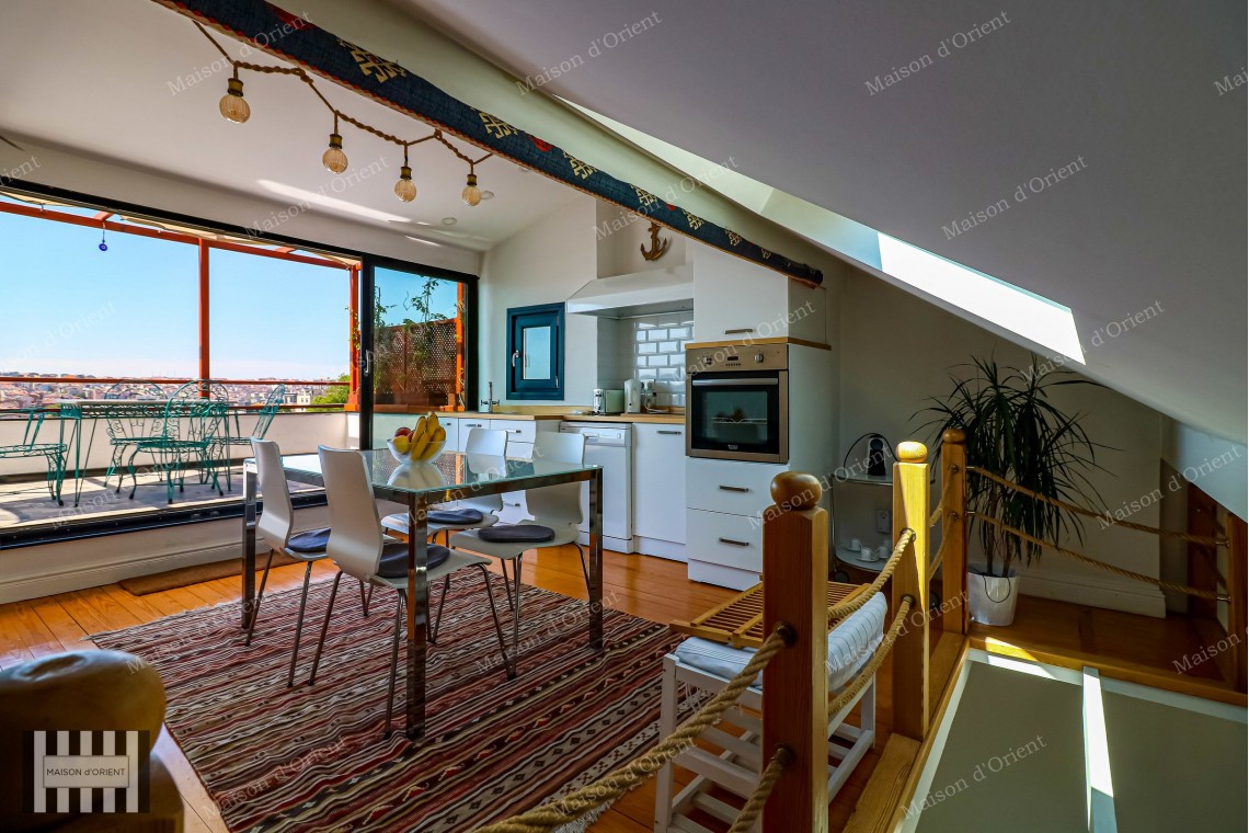 2+1 Furnished Duplex Apartment for Rent with View and Terrace