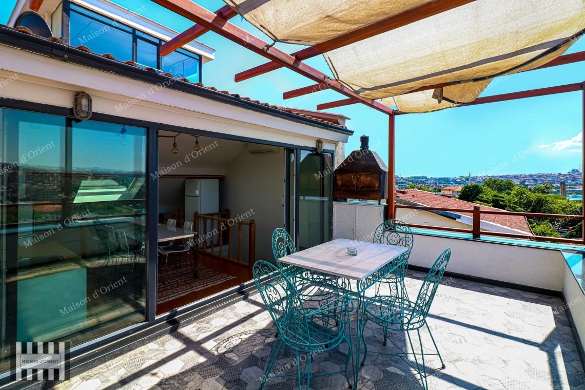 2+1 Furnished Duplex Apartment for Rent with View and Terrace