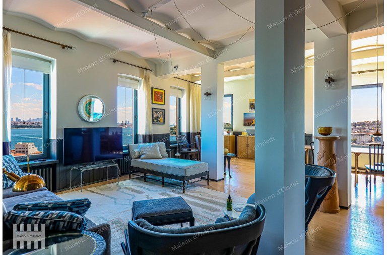 1+1 Flat for Sale with Panoramic View in Historical Building, Galata