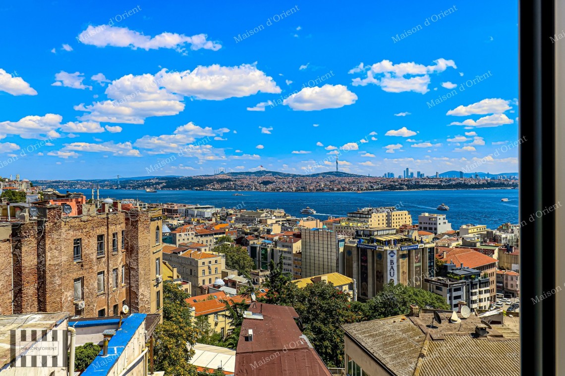 1+1 Flat for Sale with Panoramic View in Historical Building, Galata
