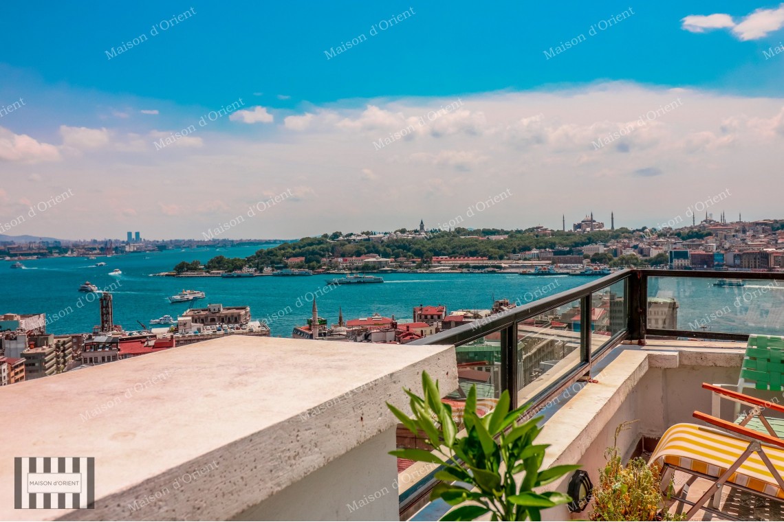 1+1 Flat for Sale with Panoramic View in Historical Building, Galata