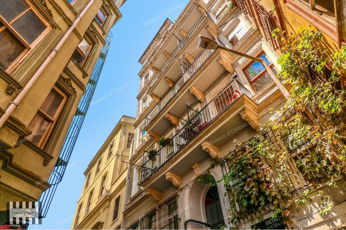 1+1 Flat for Sale with Panoramic View in Historical Building, Galata