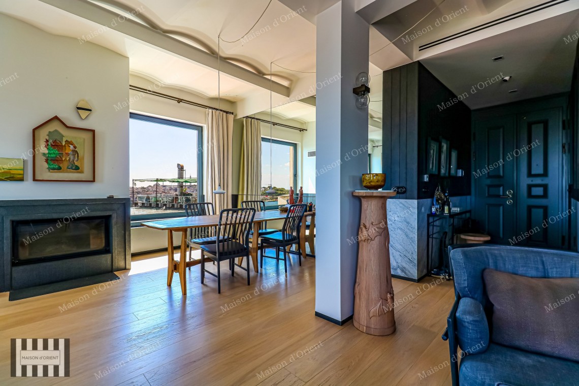 1+1 Flat for Sale with Panoramic View in Historical Building, Galata