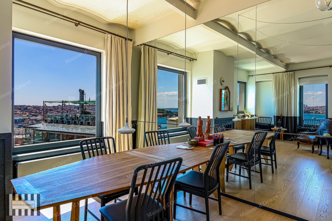 1+1 Flat for Sale with Panoramic View in Historical Building, Galata