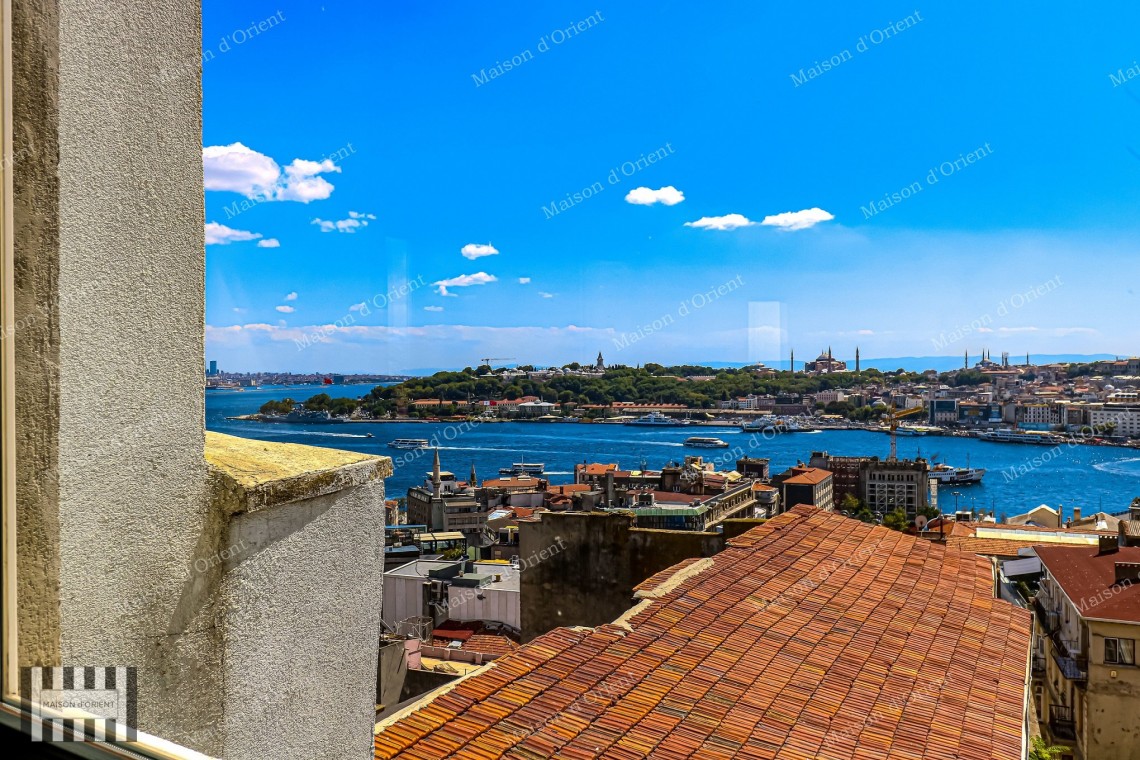 1+1 Flat for Sale with Panoramic View in Historical Building, Galata