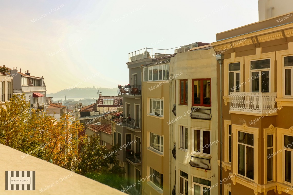 3+1 Rental Flat with Balcony and View in Galatasaray