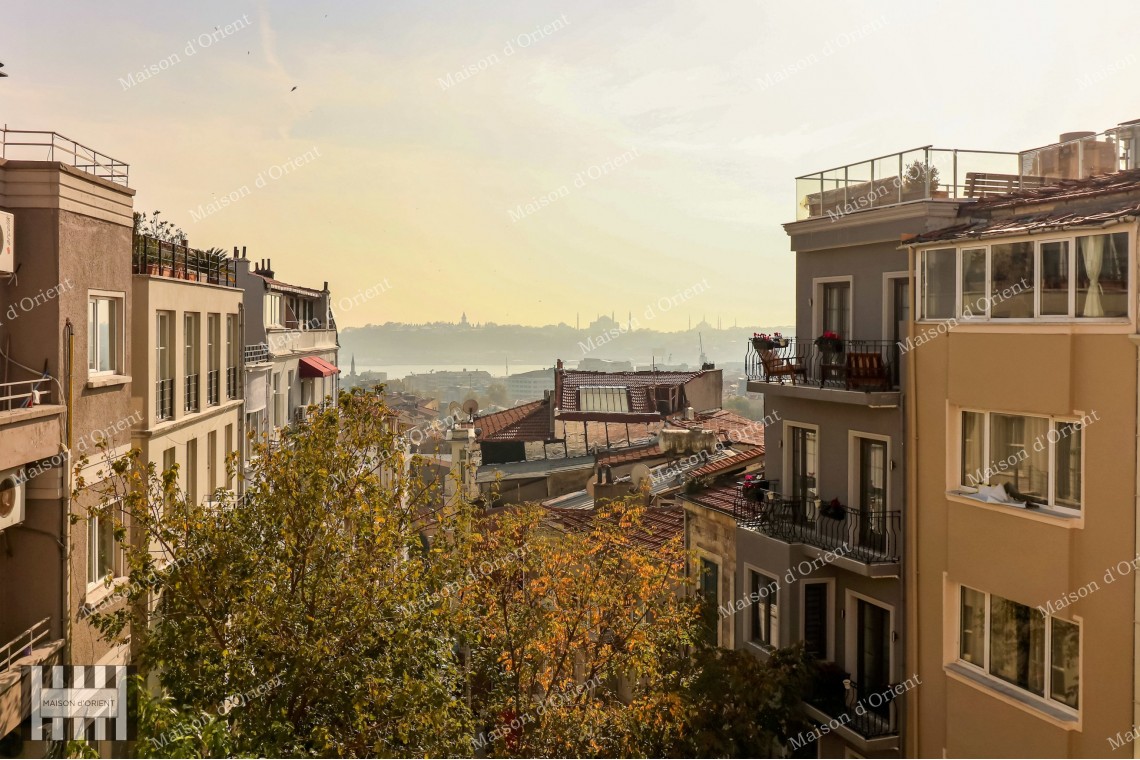 3+1 Rental Flat with Balcony and View in Galatasaray