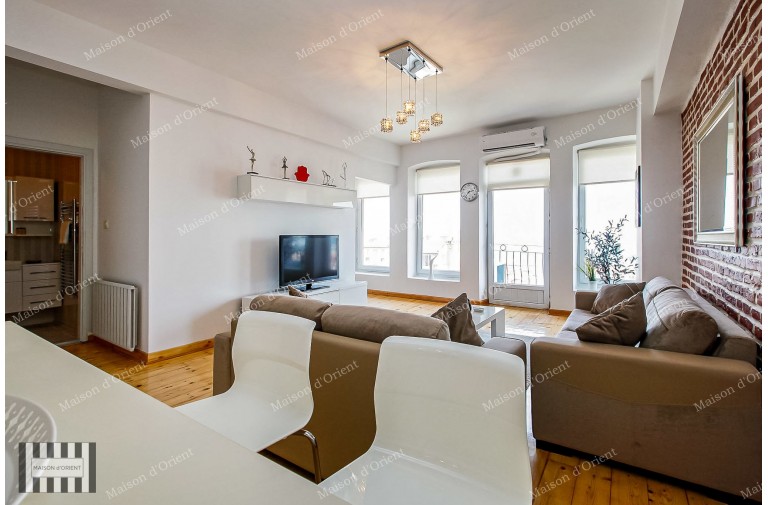 1+1 Furnished Rental Flat with Bosphorus View in Galata