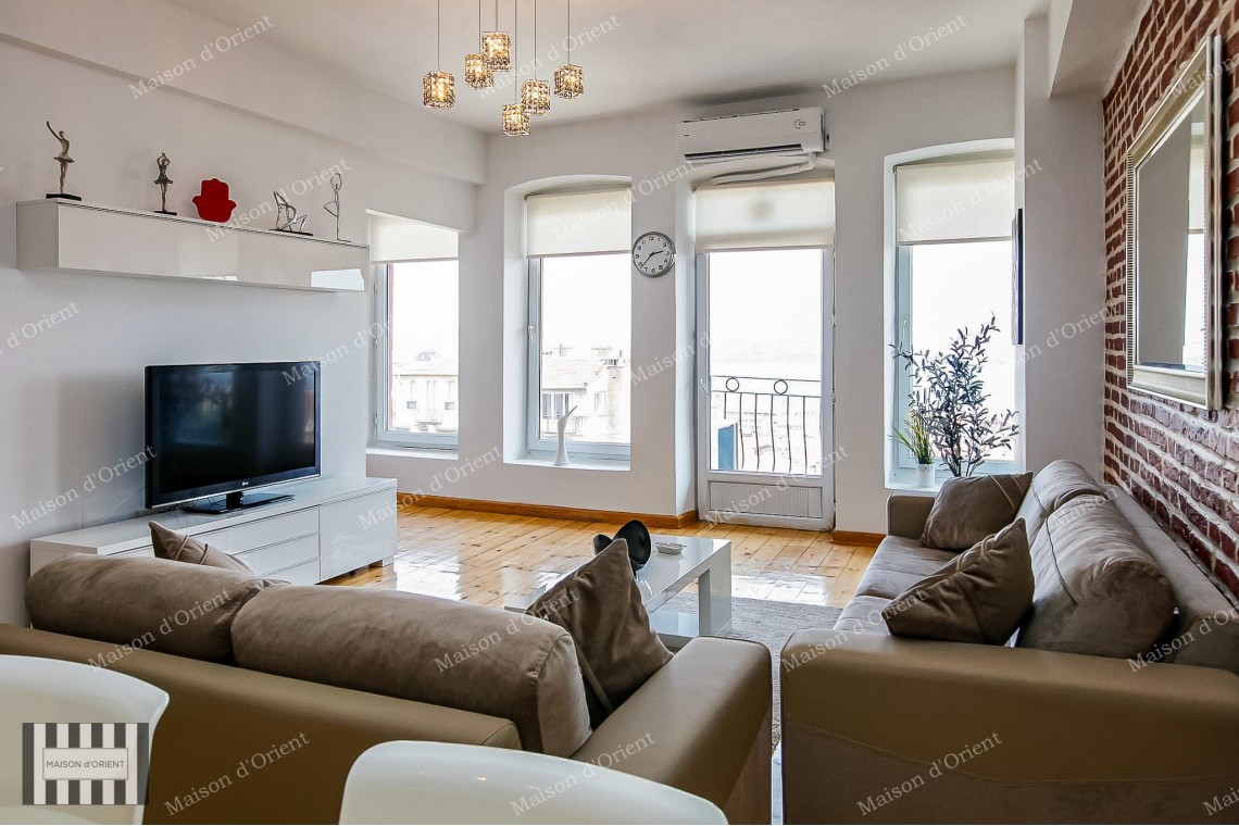 1+1 Furnished Rental Flat with Bosphorus View in Galata