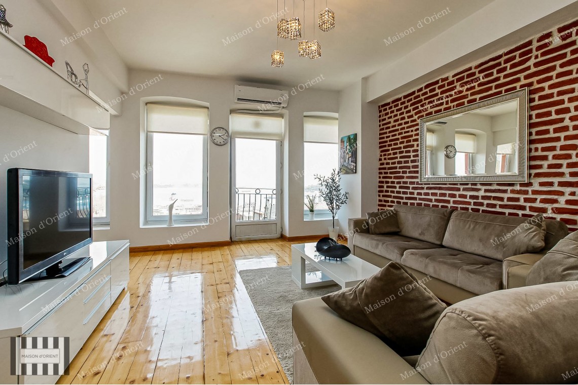 1+1 Furnished Rental Flat with Bosphorus View in Galata