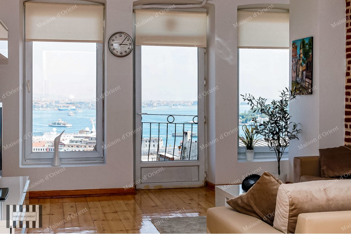1+1 Furnished Rental Flat with Bosphorus View in Galata